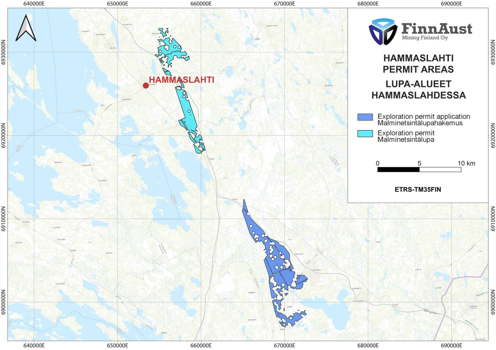 Hammaslahti geologinen kartta ja lupa-alue